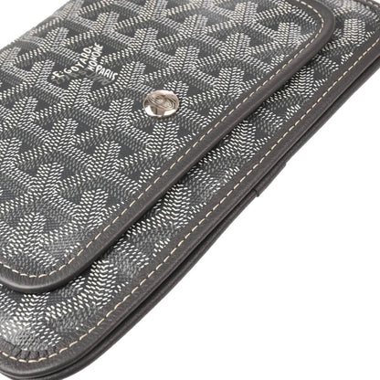 Goyard Plumet Clutch Wallet Coated Canvas, GRAY, CANVAS, Shoulder bag