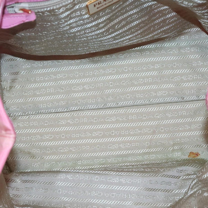 Prada Bow Tote Tessuto with Leather, PINK, NYLON, Tote bag