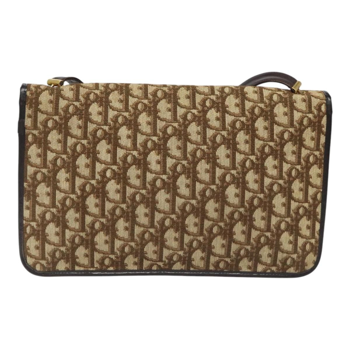 Christian Dior Vintage Trotter Flap Shoulder Bag Canvas, BROWN, CANVAS, Shoulder bag