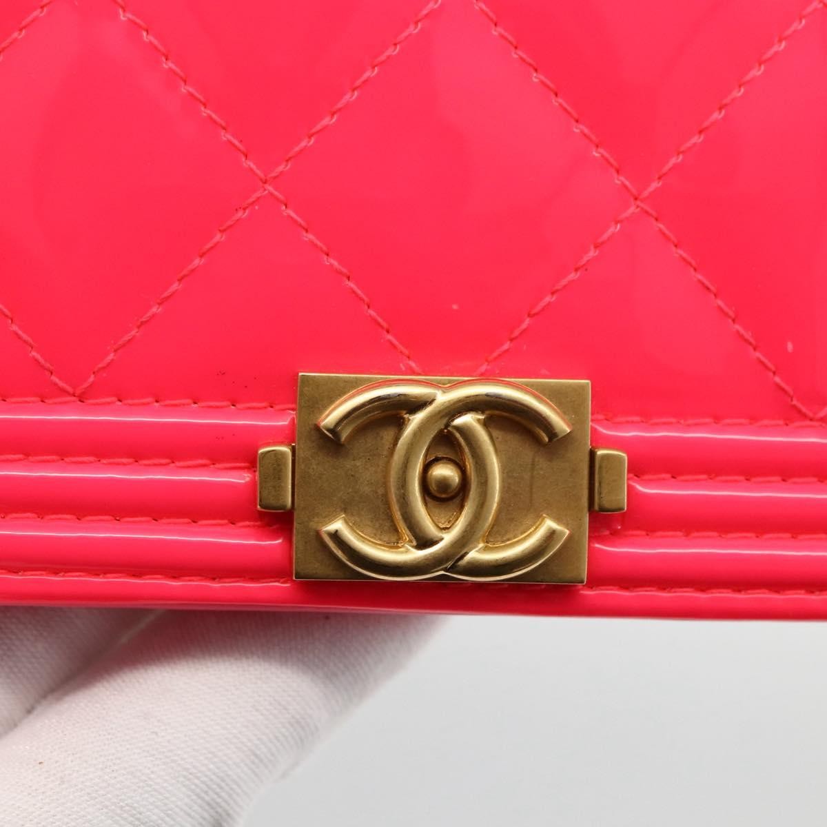 Chanel Boy Yen Wallet Quilted Patent, PINK, PATENT_LEATHER, Wallets