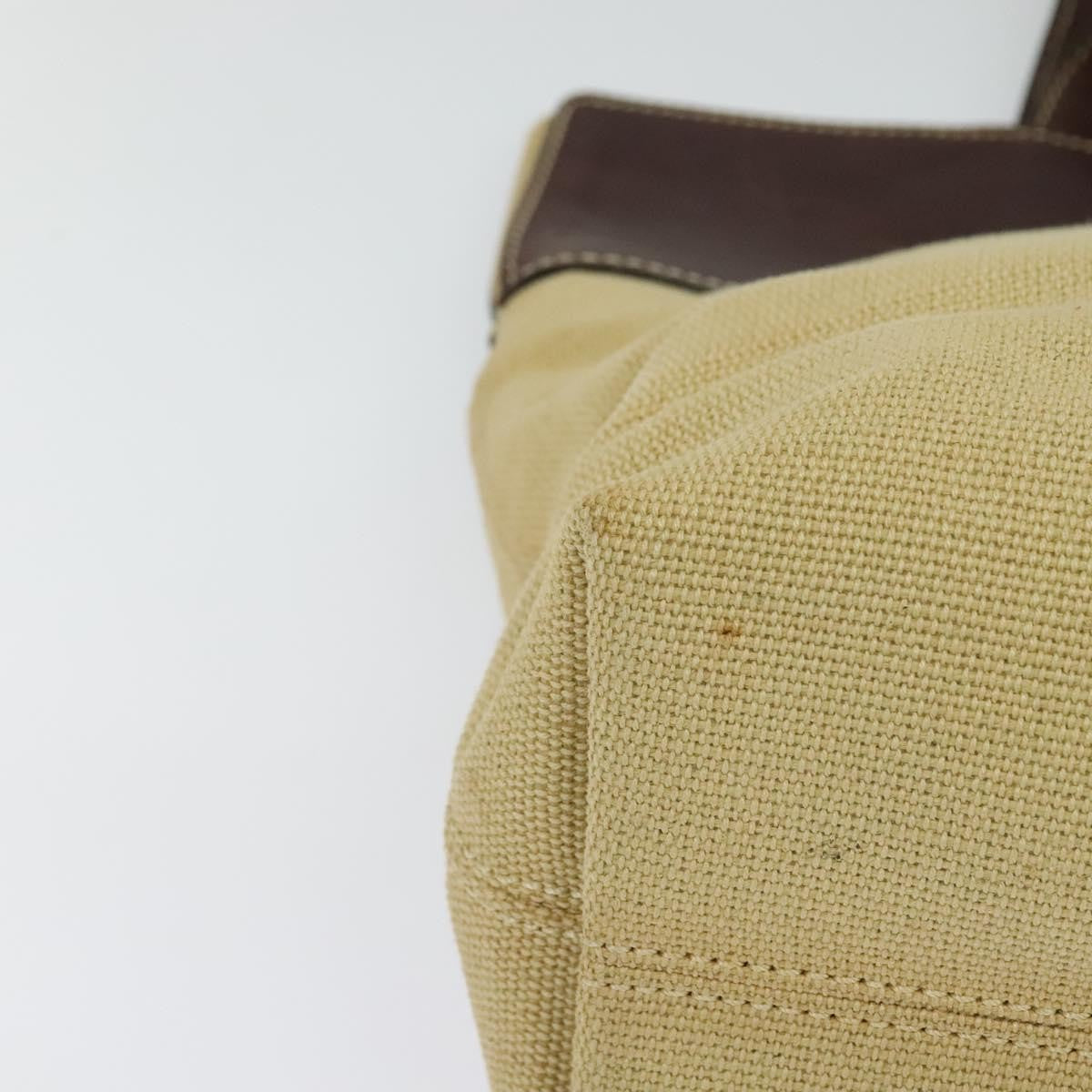 Chanel Vintage CC Tote Canvas with Leather, BEIGE, CANVAS, Tote bag