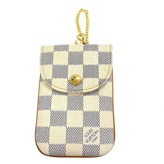 Louis Vuitton Étui Téléphone Damier Azur, WHITE, CANVAS, Wallets
