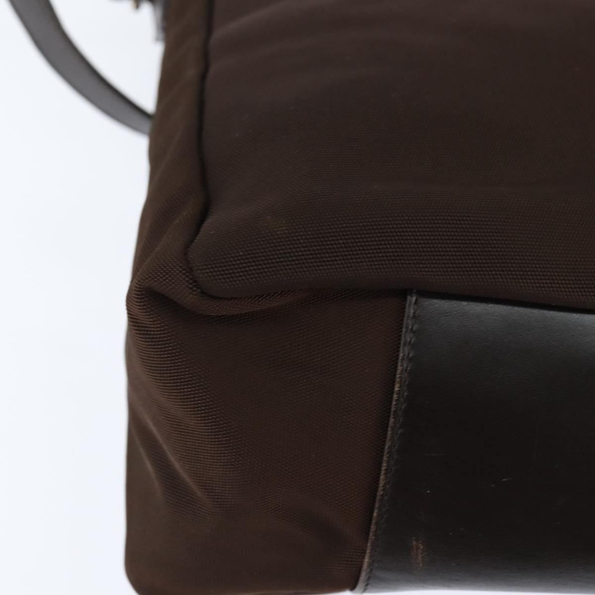 Gucci Vintage Bamboo Handle Bag Nylon, BROWN, NYLON, Handbag