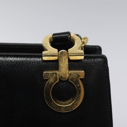 Salvatore Ferragamo Gancini Shoulder Bag Leather, BLACK, LEATHER, Shoulder bag