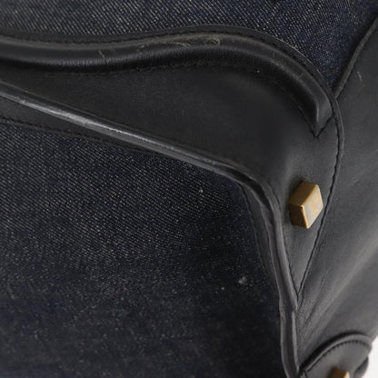 Celine Luggage Bag Denim and leather, BLACK, DENIM_JEANS, Handbag
