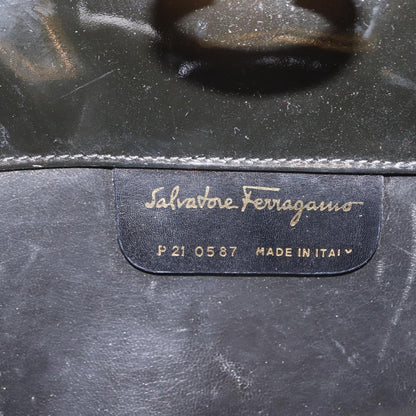 Salvatore Ferragamo Vintage Gancini Chain Shoulder Bag Patent Leather, BLACK, PATENT_LEATHER, Shoulder bag