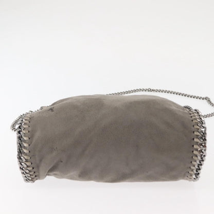 Stella McCartney Falabella Fold Over Crossbody Bag Suede, GRAY, SUEDE, Shoulder bag