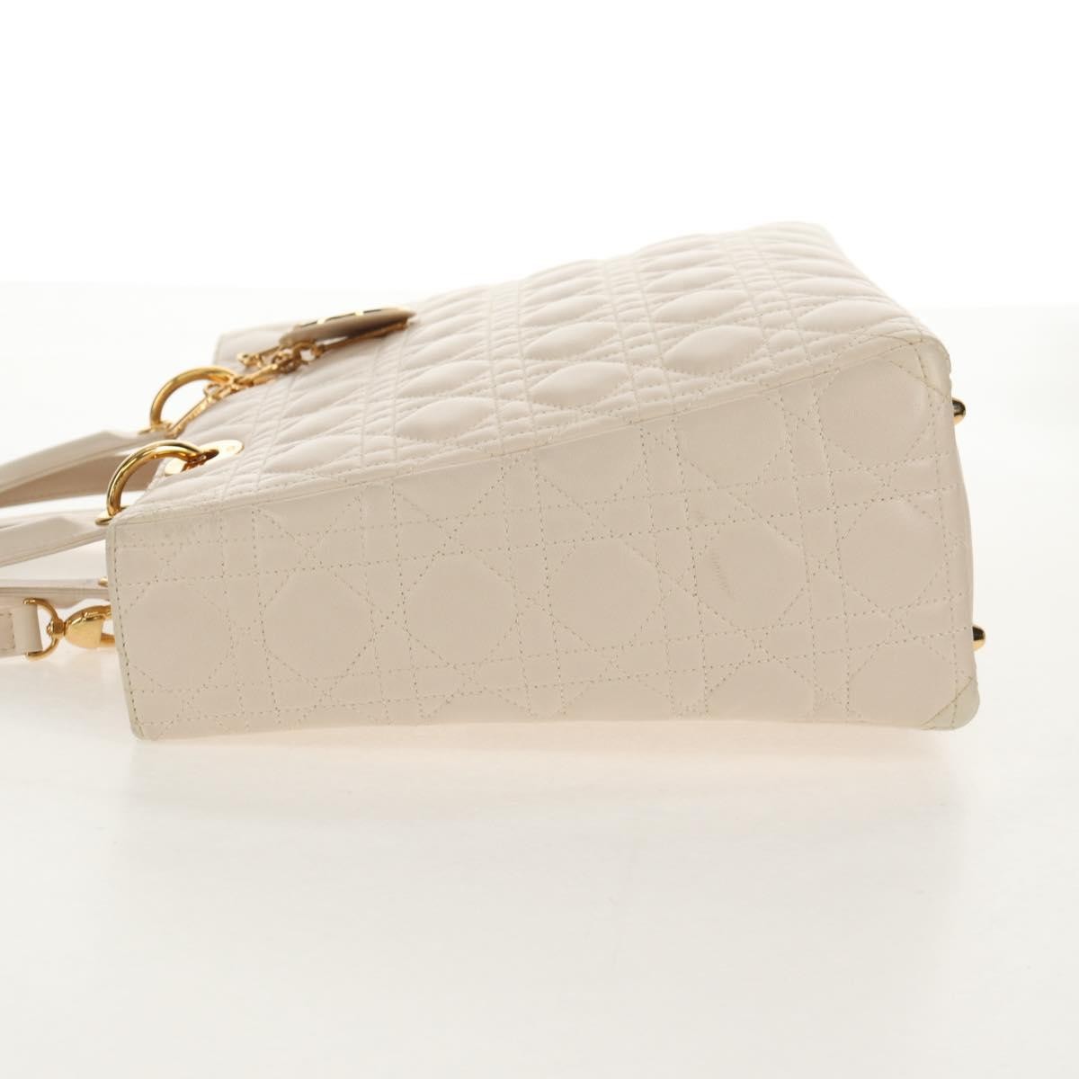 Christian Dior Vintage Lady Dior Bag Cannage, WHITE, LEATHER, Handbag