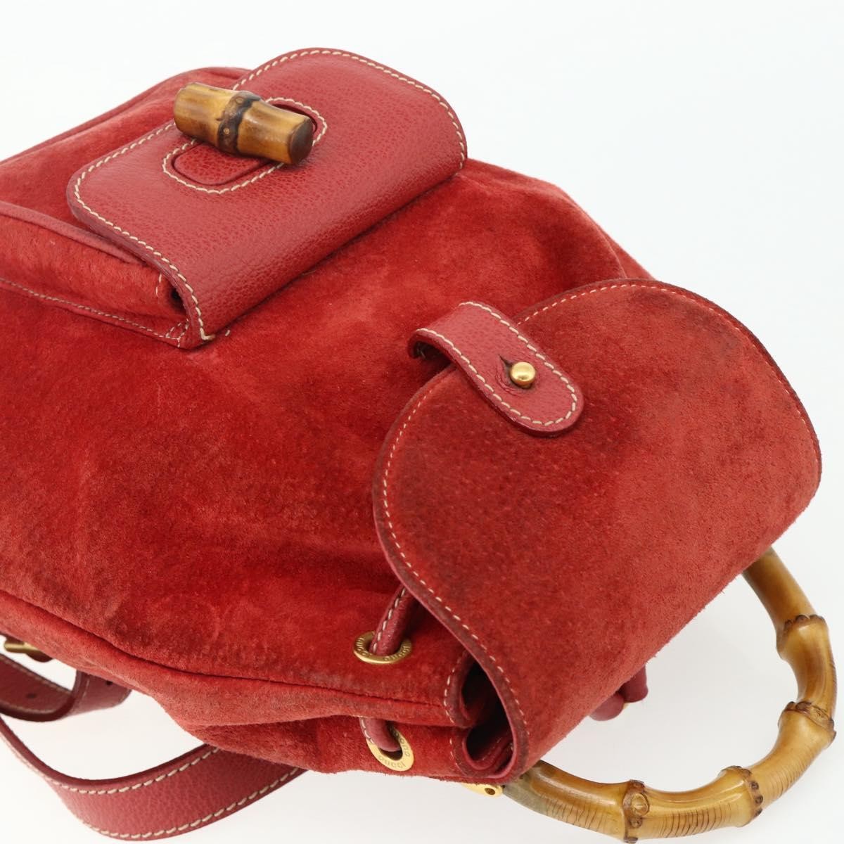 Gucci Gucci bamboo backpack daim, Red, Suede, Backpack