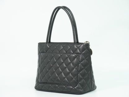 Chanel Medallion Tote Quilted Caviar, BLACK, LEATHER, Tote bag