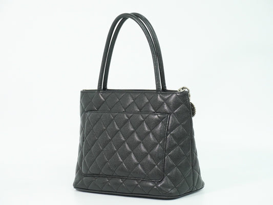 Chanel Medallion Tote Quilted Caviar, BLACK, LEATHER, Tote bag