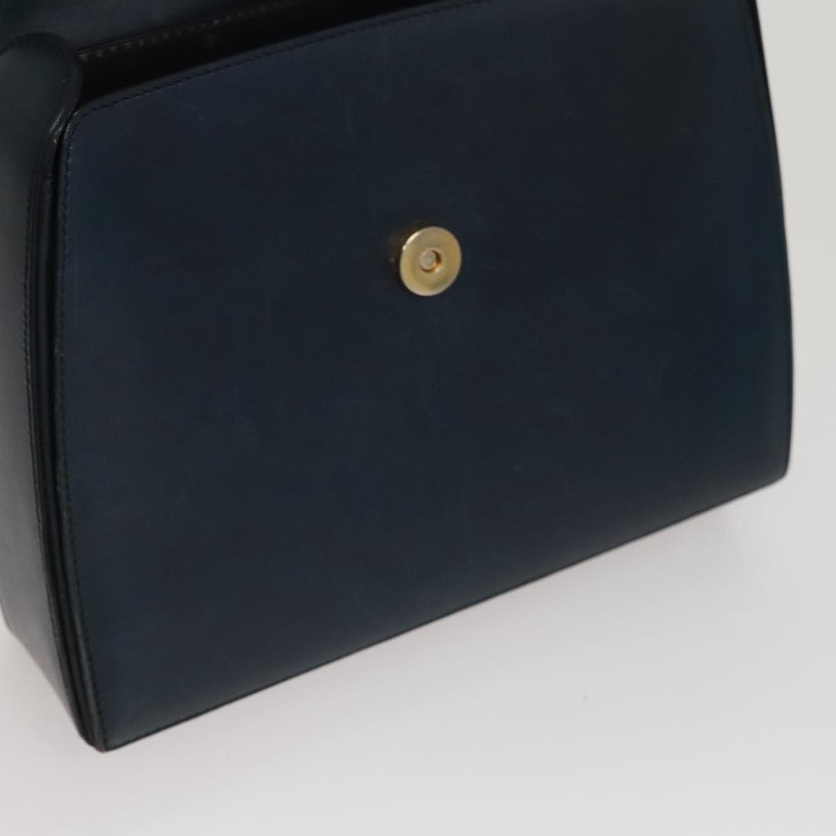 Celine Circle Logo Handbag Leather, NAVY, LEATHER, Handbag