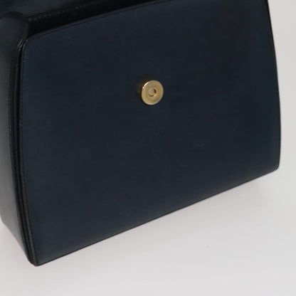 Celine Circle Logo Handbag Leather, NAVY, LEATHER, Handbag