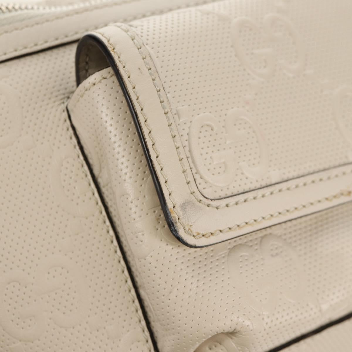 Gucci Front Pocket Belt Bag GG Embossed Perforated Leather, WHITE, CANVAS, Shoulder bag