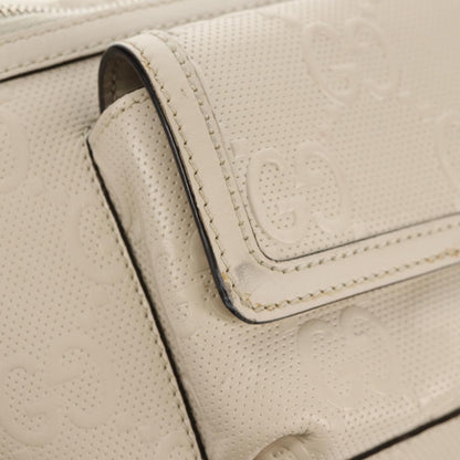 Gucci Front Pocket Belt Bag GG Embossed Perforated Leather, WHITE, CANVAS, Shoulder bag