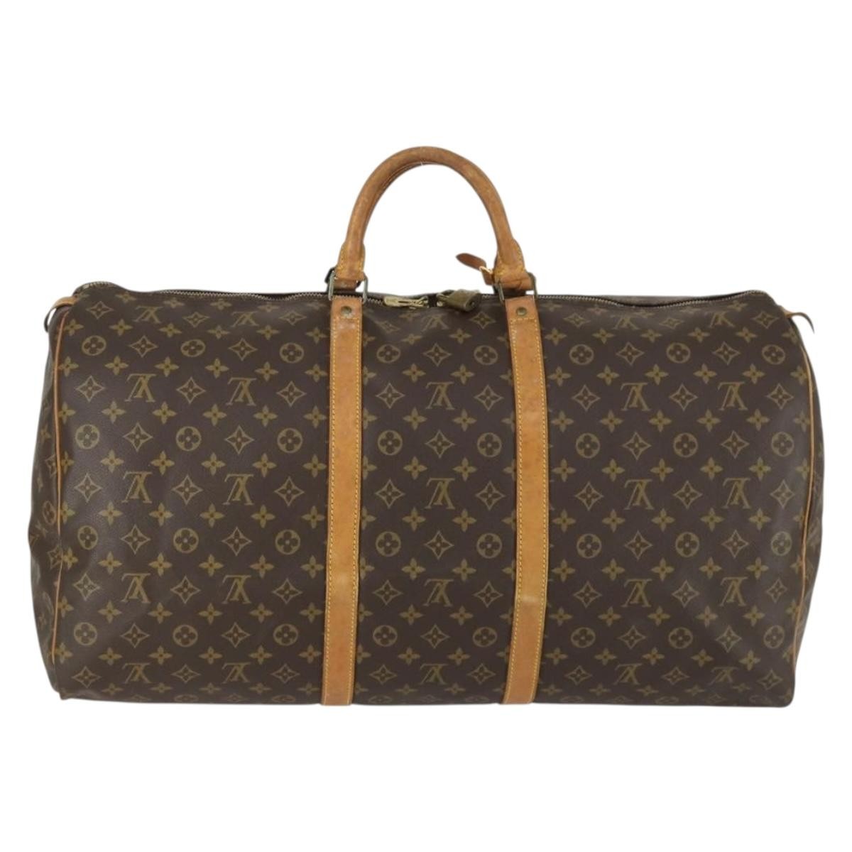 Louis Vuitton Keepall Bag Monogram Canvas, BROWN, CANVAS, Travel bag