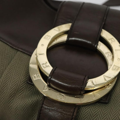 Bvlgari Chandra Hobo Canvas and Leather, BROWN, LEATHER, Handbag