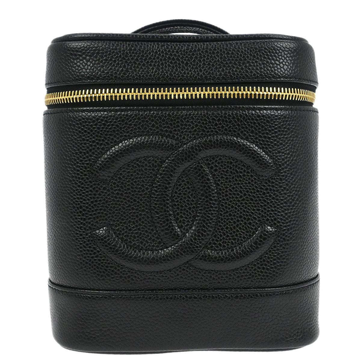 Chanel Vintage Timeless Cosmetic Case Caviar, BLACK, LEATHER, Clutche & pouche