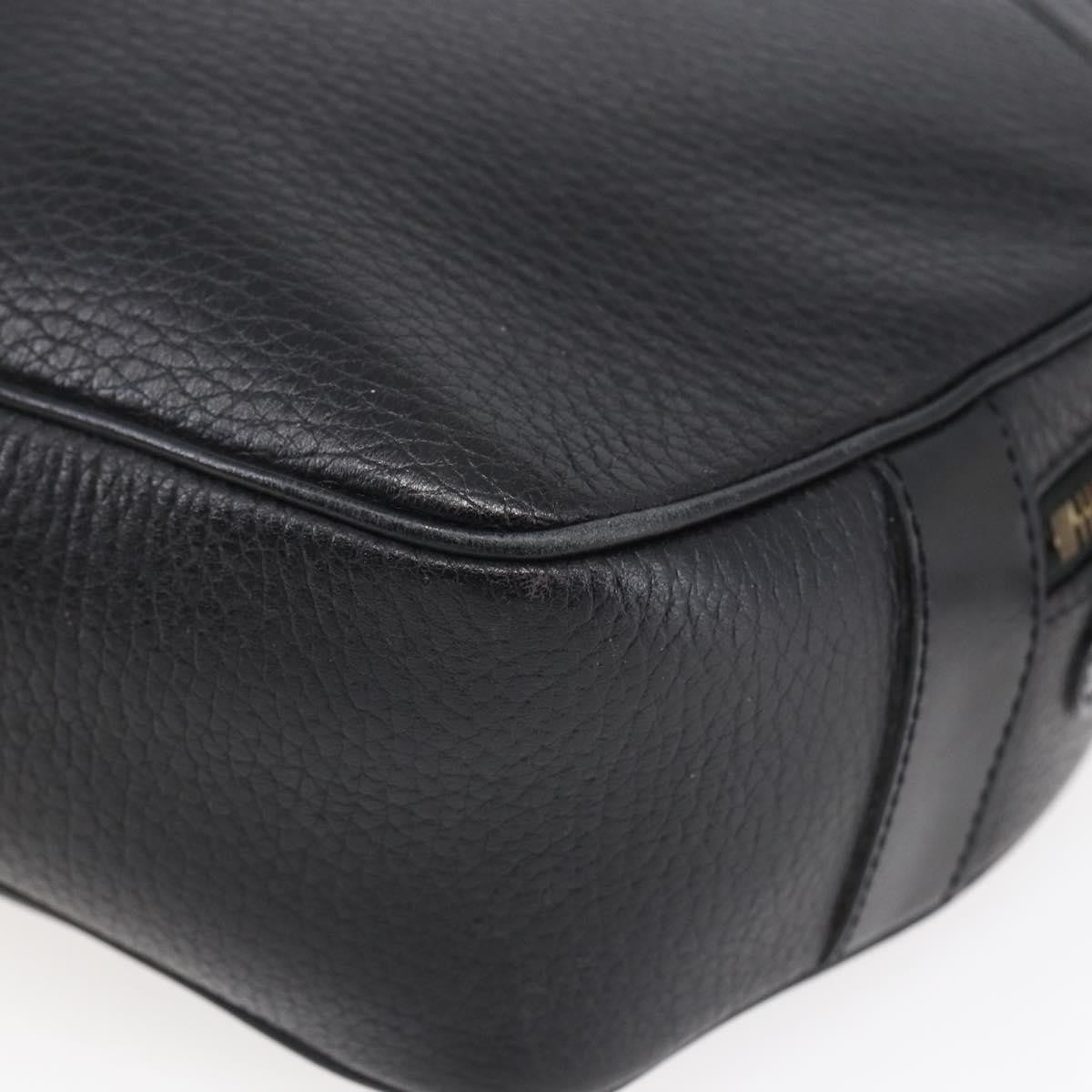 Celine Vintage Triomphe Shoulder Bag Leather, BLACK, LEATHER, Shoulder bag