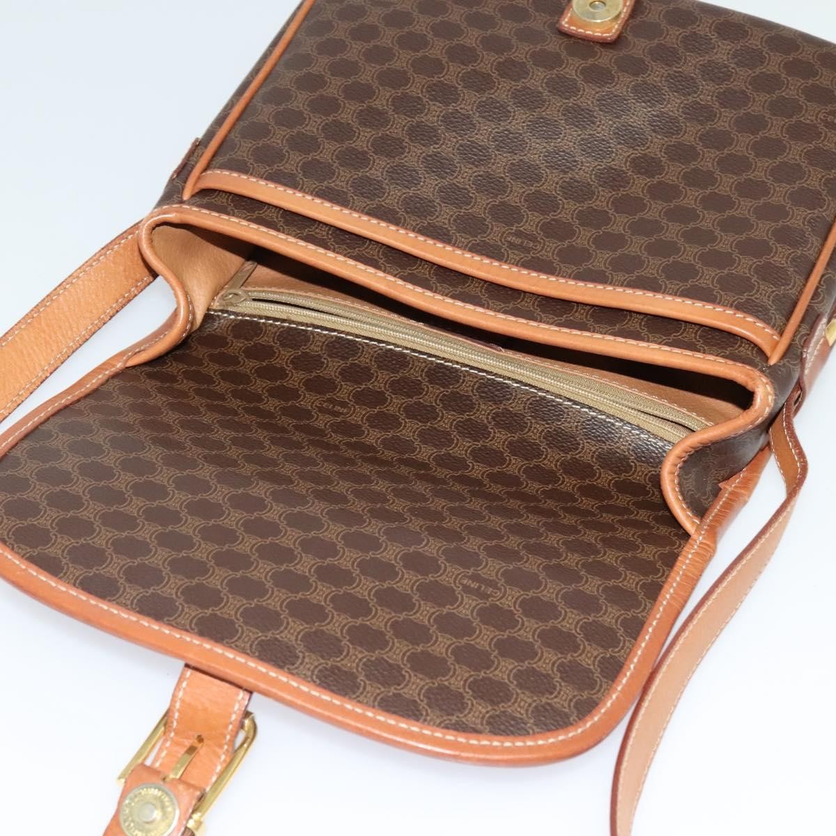 Celine Macadam Shoulder Bag PVC Leather, BROWN, CANVAS, Shoulder bag