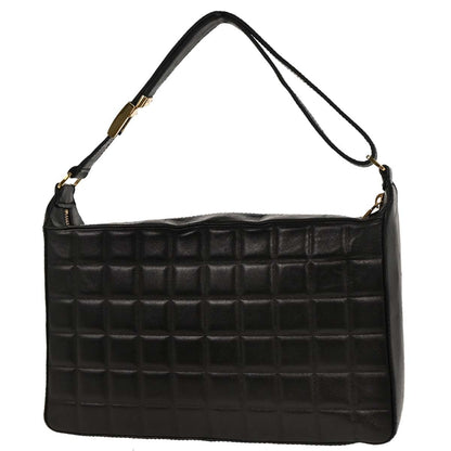 Chanel Chocolate Bar CC Handbag Quilted Lambskin, BLACK, LEATHER, Handbag