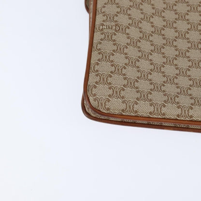 Celine Vintage Macadam Shoulder Bag Canvas and Leather, BEIGE, CANVAS, Shoulder bag