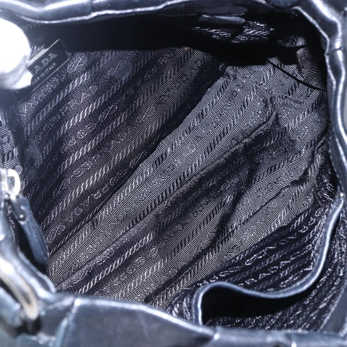 Prada Pushlock Shoulder Bag Leather, BLACK, LEATHER, Shoulder bag