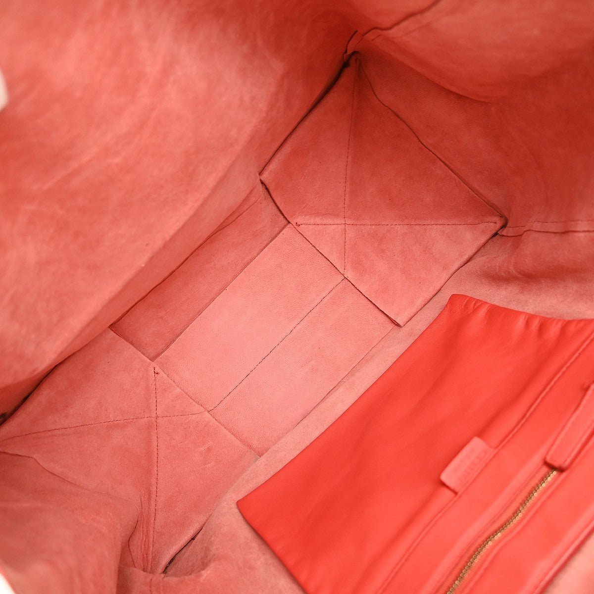 Celine Horizontal Cabas Tote Leather, RED, LEATHER, Tote bag