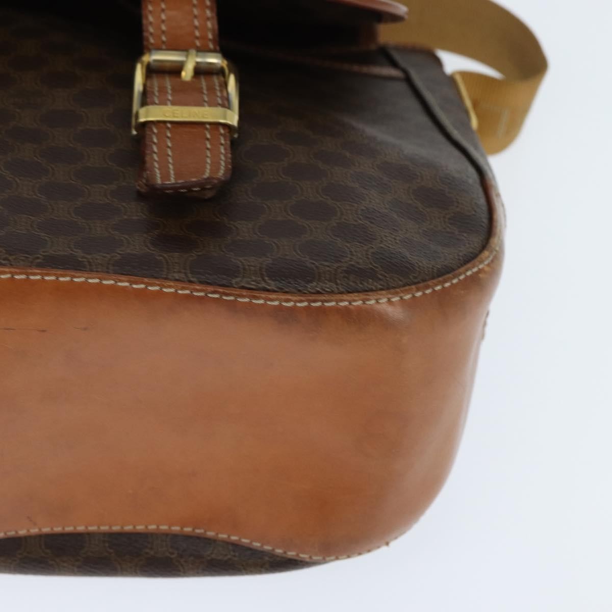 Celine Vintage Macadam Shoulder Bag Canvas and Leather, BROWN, CANVAS, Shoulder bag