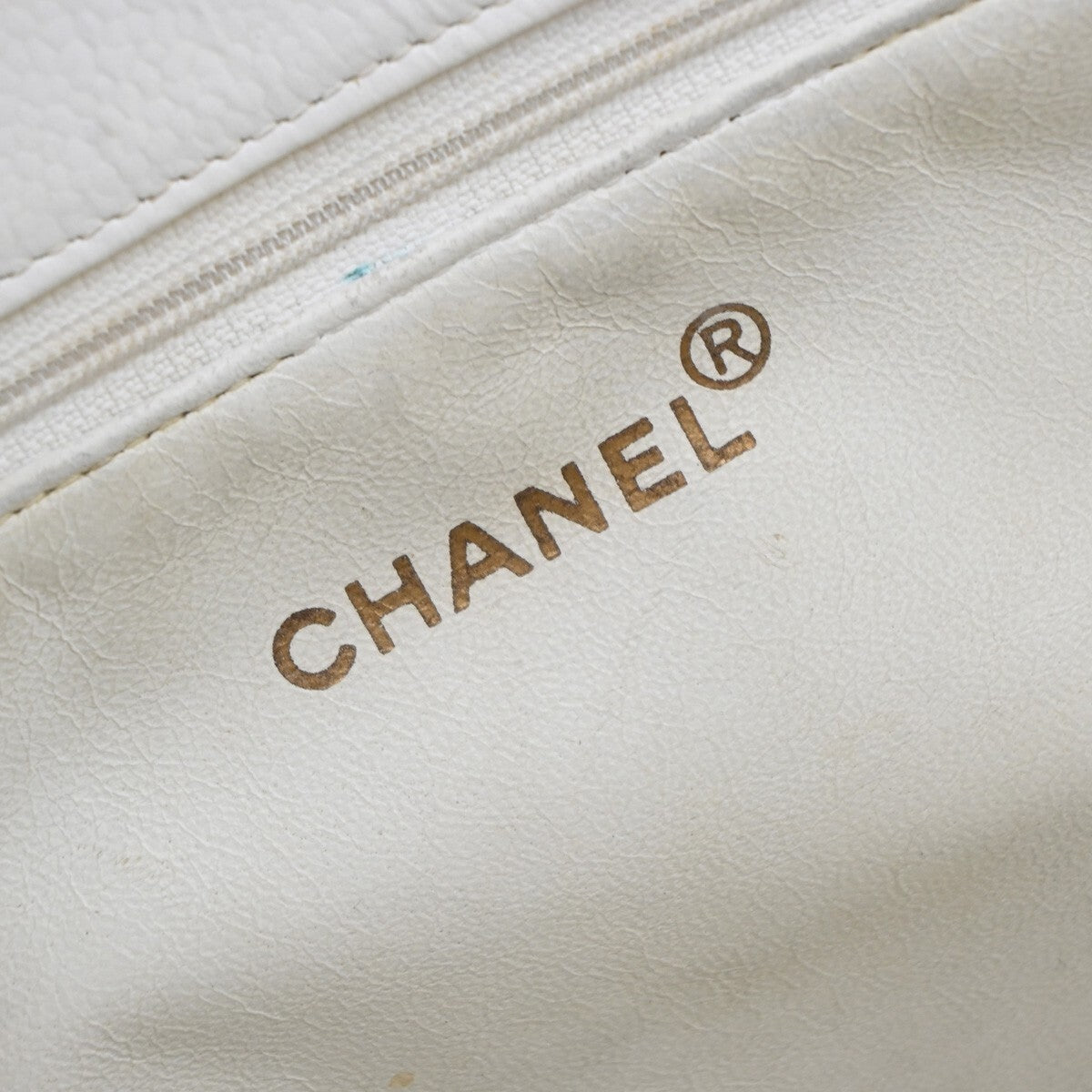 Chanel Vintage Grand Shopping Tote Quilted Calfskin, WHITE, LEATHER, Tote bag