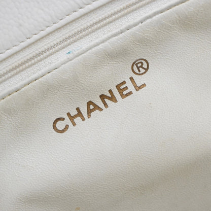 Chanel Vintage Grand Shopping Tote Quilted Calfskin, WHITE, LEATHER, Tote bag