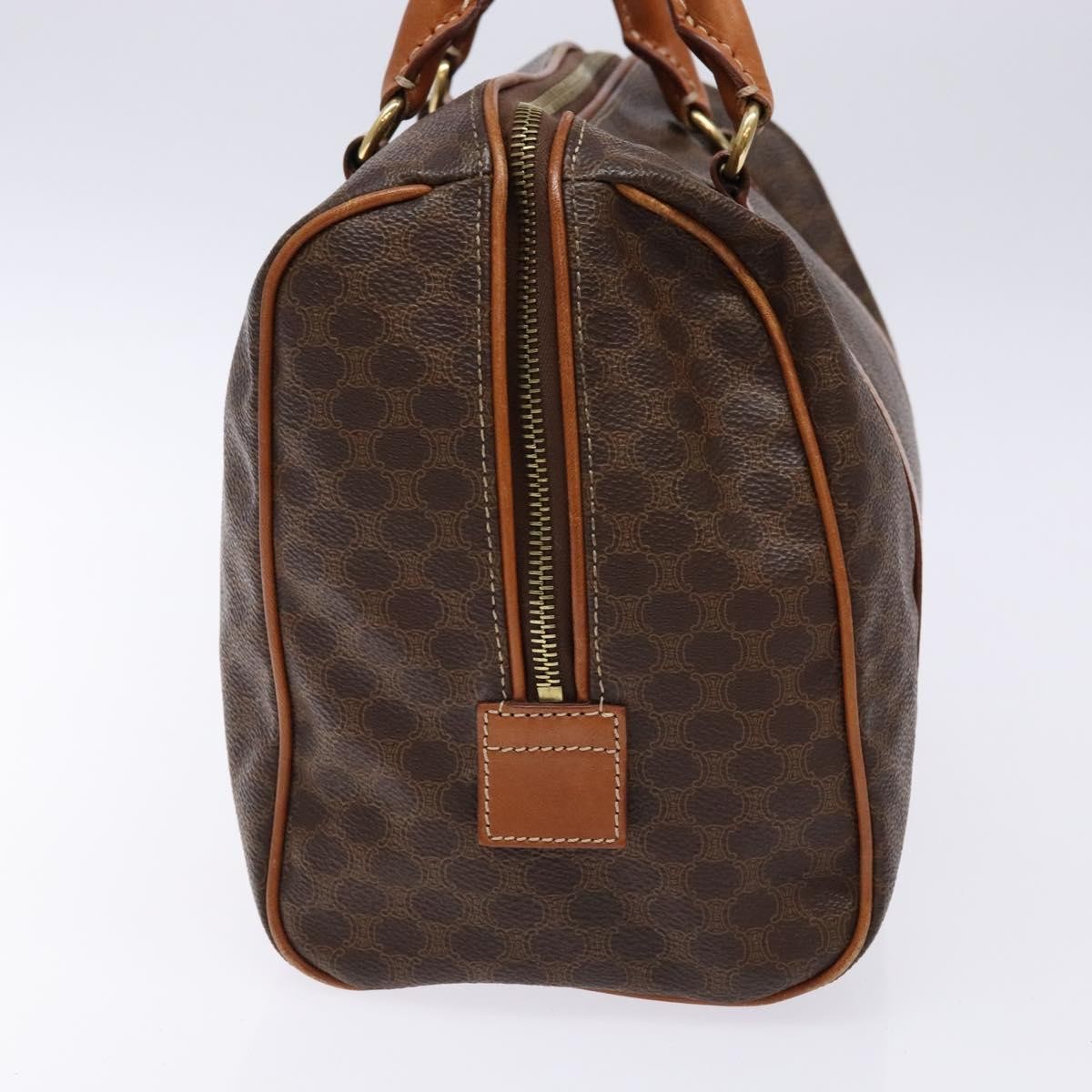 Celine Macadam Handbag Macadam with leather, BROWN, CANVAS, Handbag