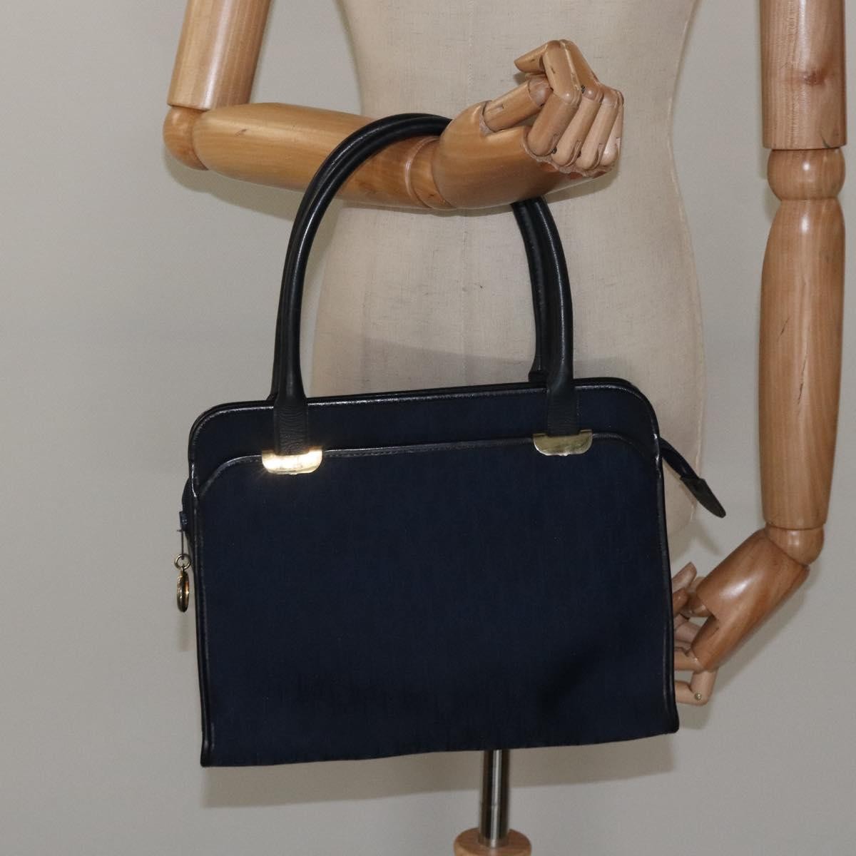 Christian Dior Vintage Trotter Handbag Canvas, NAVY, CANVAS, Handbag