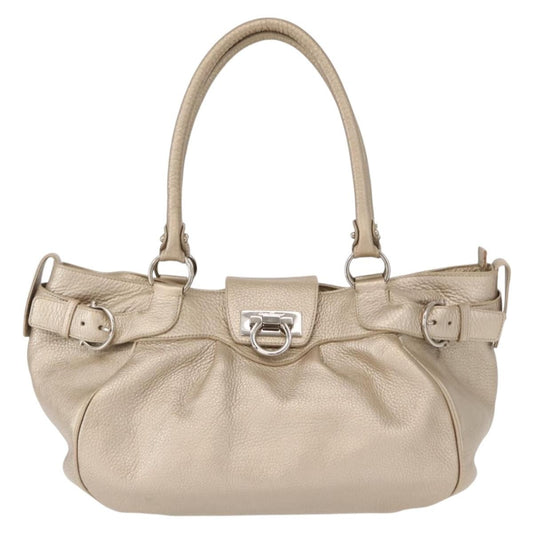 Salvatore Ferragamo Gancini handbag Leather, GOLD, LEATHER, Handbag