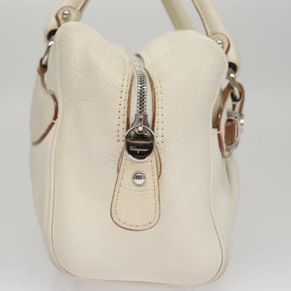 Salvatore Ferragamo Gancini handbag Leather, WHITE, LEATHER, Handbag