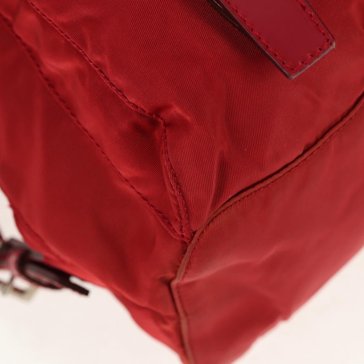 Prada Vela Double Front Pocket Backpack Tessuto with Saffiano Leather, RED, NYLON, Backpack