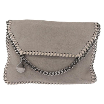 Stella McCartney Falabella Fold Over Flap Crossbody Bag Shaggy Deer, GRAY, SUEDE, Crossbody bag