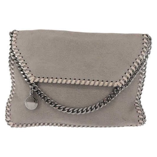 Stella McCartney Falabella Fold Over Flap Crossbody Bag Shaggy Deer, GRAY, SUEDE, Crossbody bag