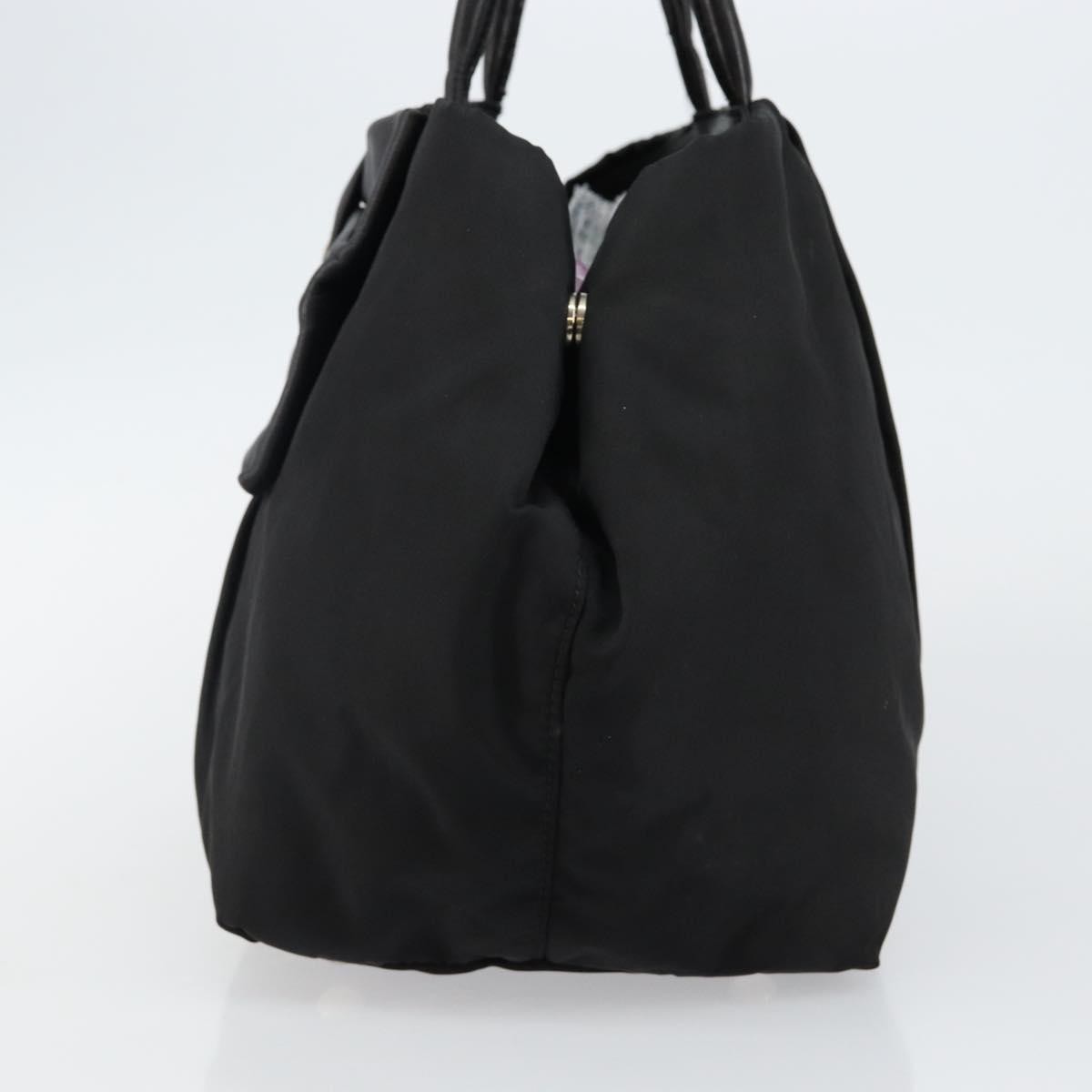 Prada Bow Tote Tessuto with Leather, BLACK, NYLON, Tote bag