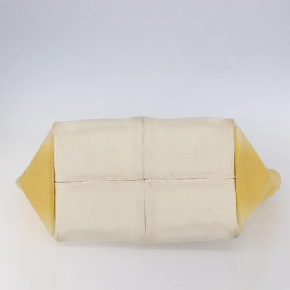 Bottega Veneta Braided Handle Open Tote Bag Canvas with Leather, YELLOW, CANVAS, Tote bag