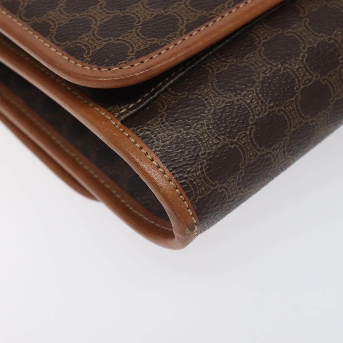 Celine Vintage Macadam Shoulder Bag Canvas and Leather, BROWN, CANVAS, Shoulder bag