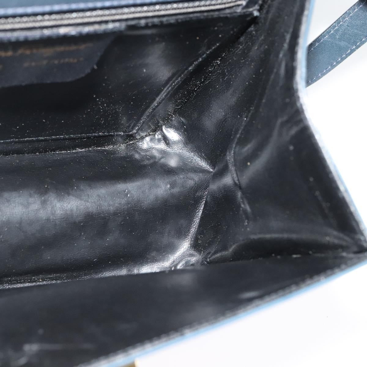 Salvatore Ferragamo Gancini Shoulder Bag Leather, NAVY, LEATHER, Shoulder bag