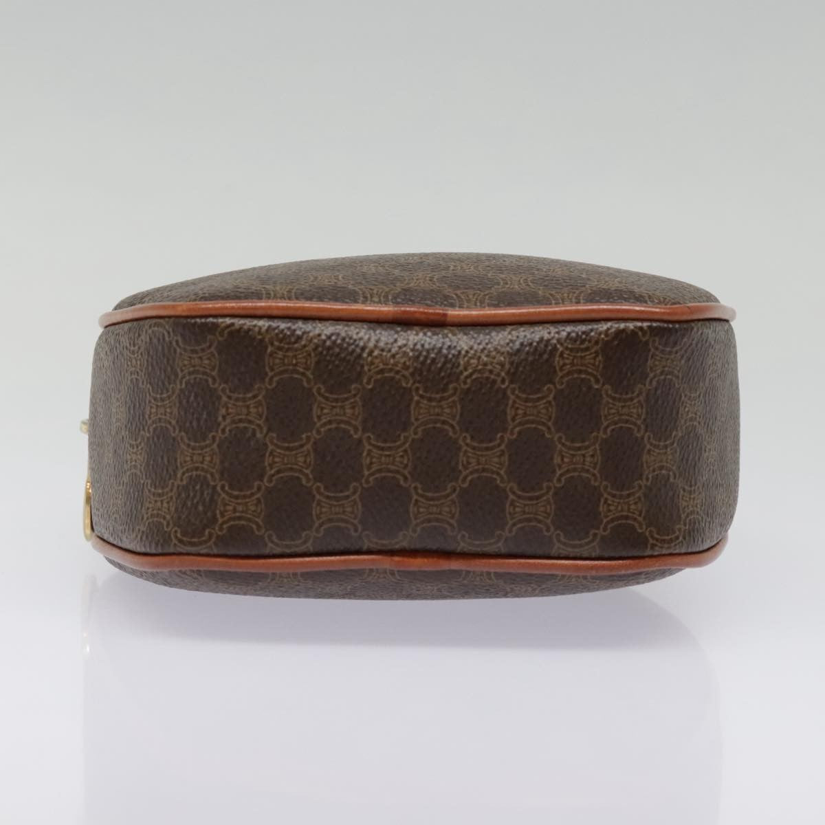 Celine Vintage Macadam Circle Logo Shoulder Bag Canvas and Leather, Brown, Canvas, Shoulder Bag