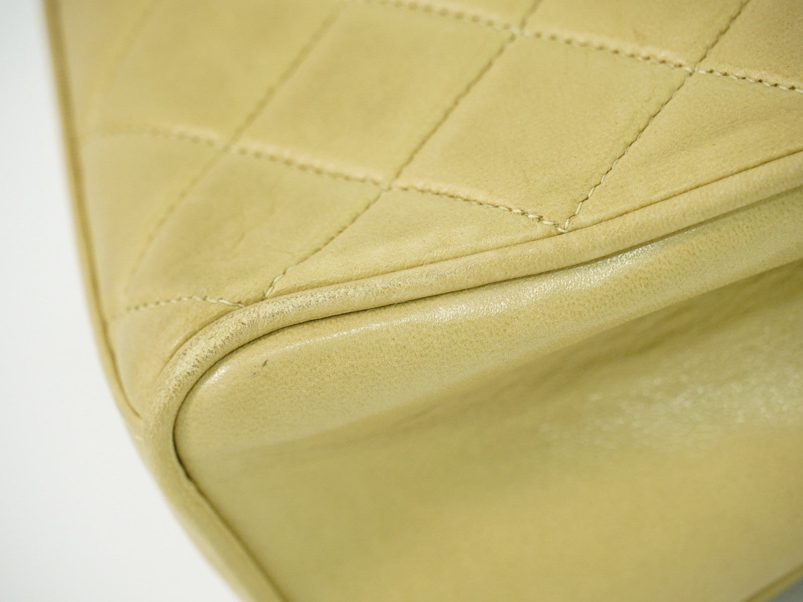 Chanel Vintage Top Handle Flap Bag Quilted Lambskin, BEIGE, LEATHER, Handbag