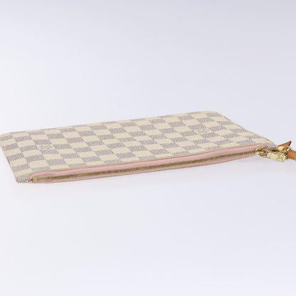 Louis Vuitton Neverfull Pochette Damier, WHITE, CANVAS, Clutche & pouche