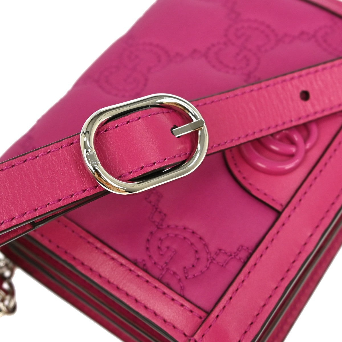 Gucci Petite GG Marmont Chain Wallet GG Matelasse Leather, PINK, LEATHER, Clutche & pouche