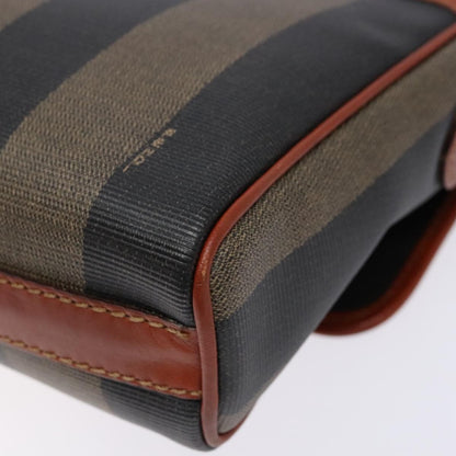 Fendi Vintage Pequin Flap Messenger Bag Coated Canvas, BROWN, CANVAS, Shoulder bag