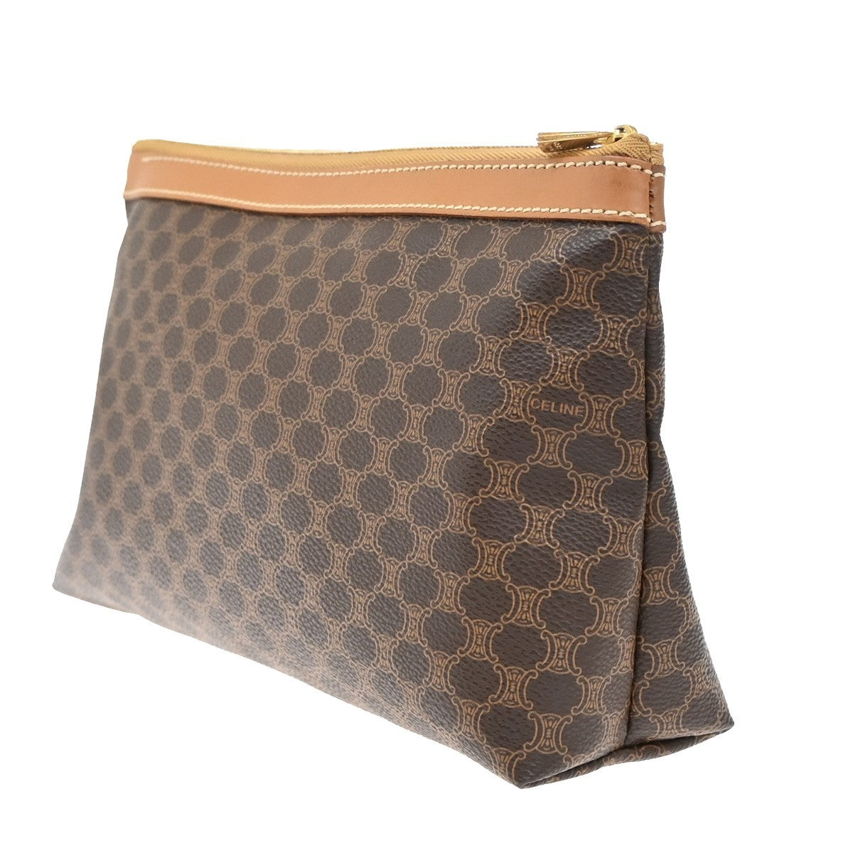 Celine Macadam Pochette Canvas and Leather, BROWN, CANVAS, Clutche & pouche