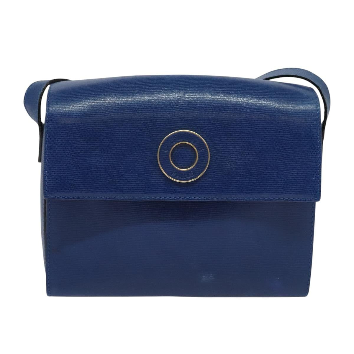 Celine Circle logo Leather, BLUE, LEATHER, Handbag