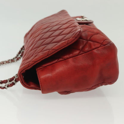 Chanel Now and Forever Flap Bag Quilted Lambskin, RED, LEATHER, Shoulder bag